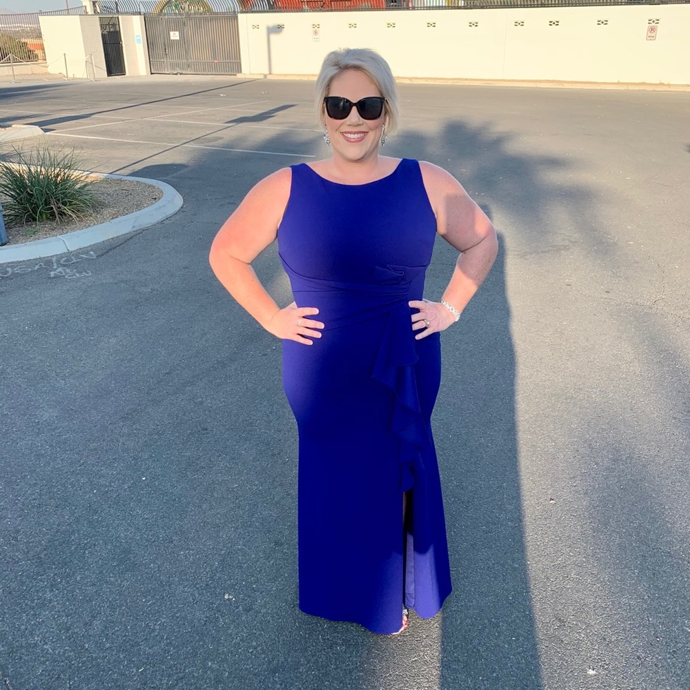 B&A Royal Blue Evening Gown with ruffle detail